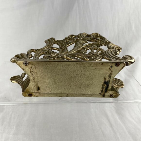 Vintage Brass Ornate Letter Envelope Napkin Holder Desk Organizer Art Nouveau - Picture 5 of 9